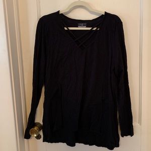 Lane Bryant Black Criss Cross Top